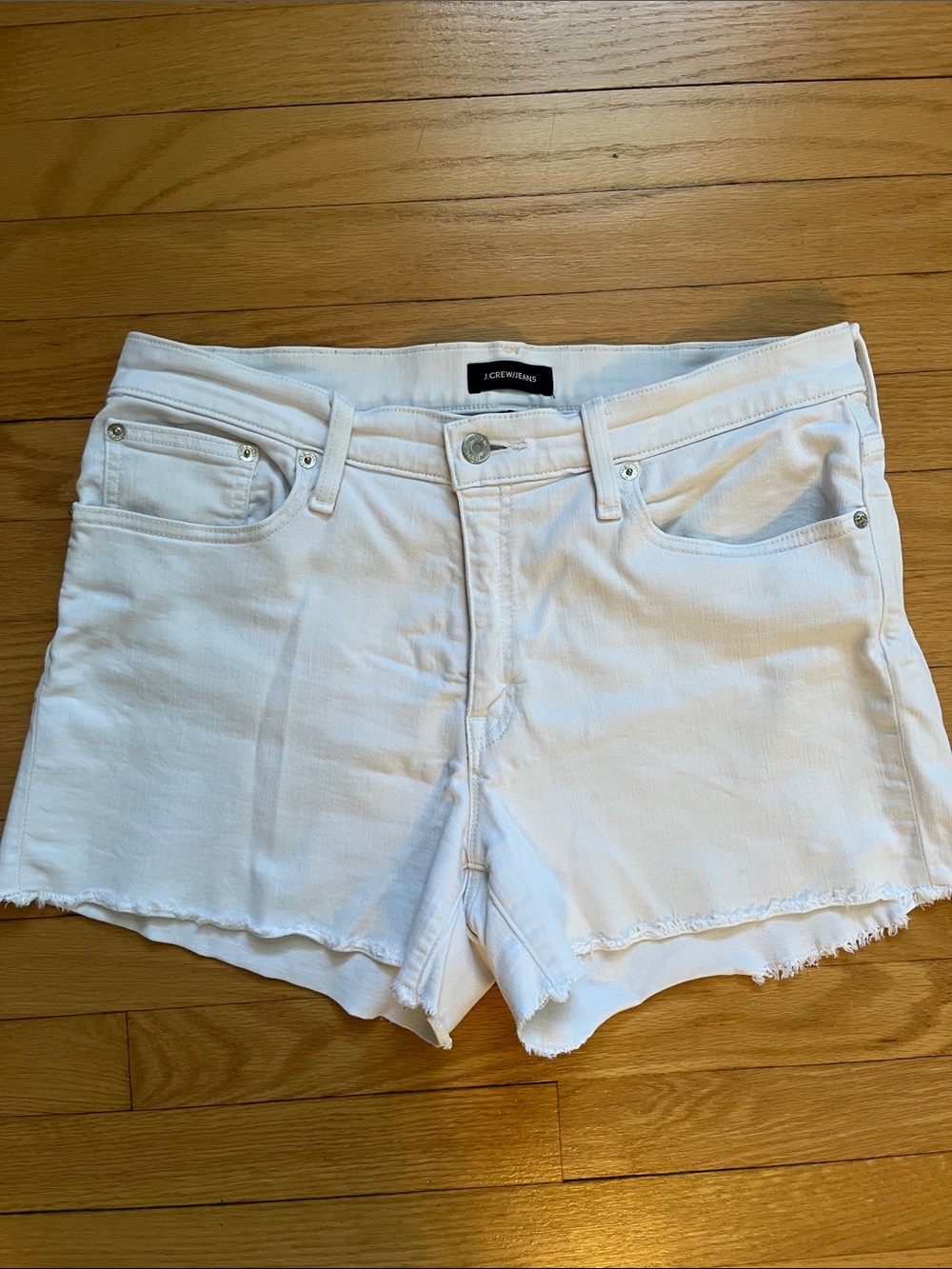 J. Crew White Raw Hem Denim Shorts